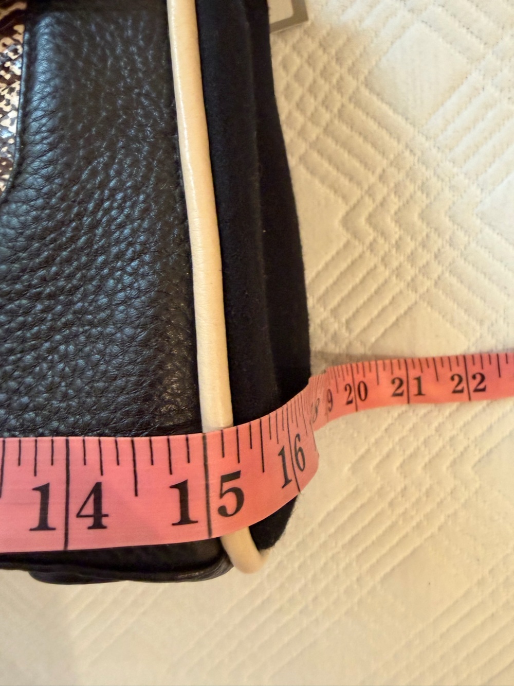 Isabella Fiore Black and Cream Python-Print Top-Handle Satchel - Picture 11 of 13